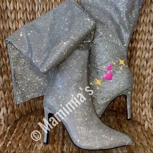 NIB Poster GRL x Dolls Kill Icy Bling Thigh Boots
